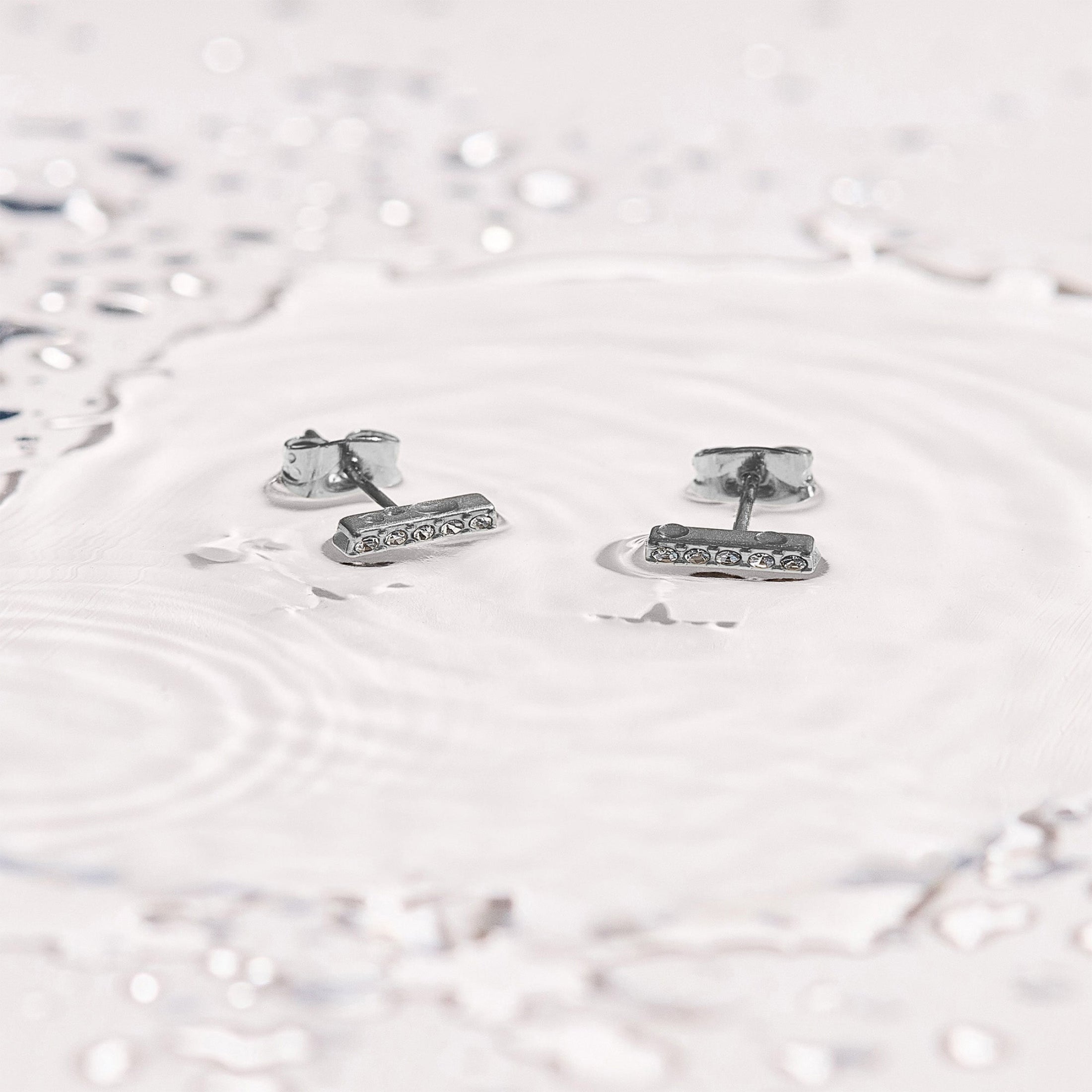 Crystal Bar Stud Earrings