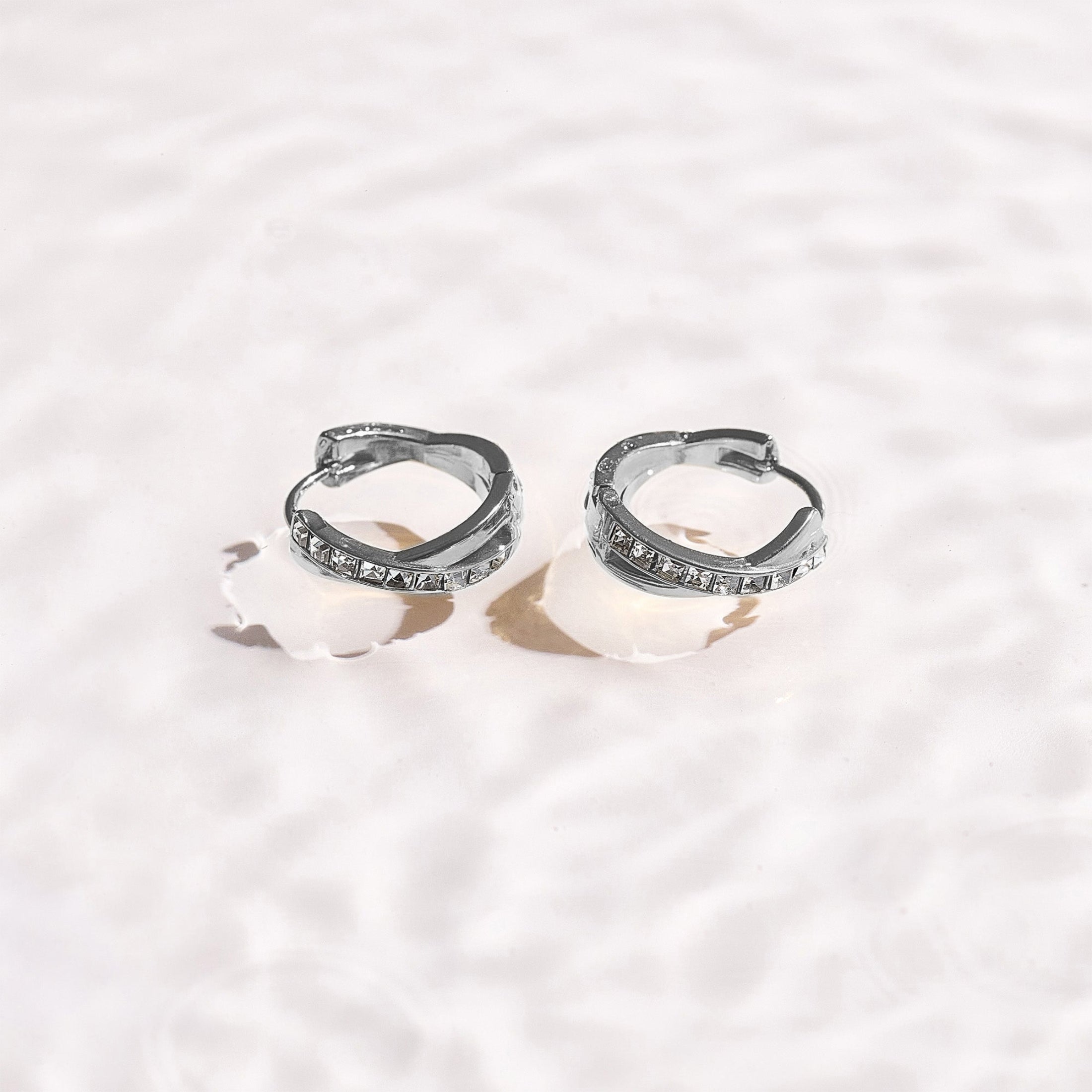 Crystal Twist Hoop Earrings