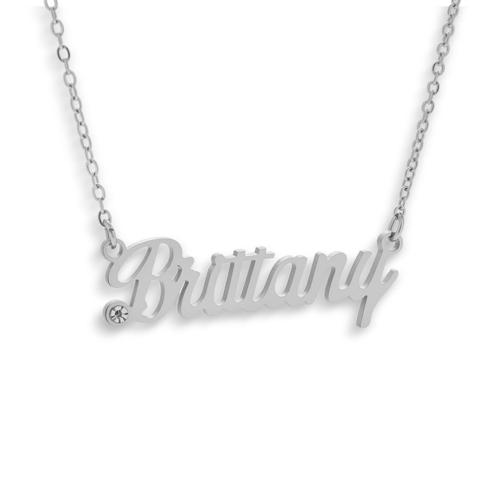 Custom/Personalized Nameplate with Gemstone Necklace - EVRYJEWELS