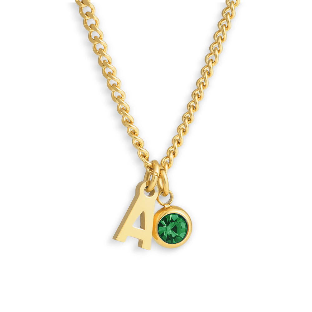 Custom/Personalized Initial Pendant Necklace w/ Birthstone - EVRYJEWELS