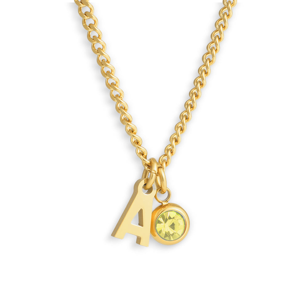 Custom/Personalized Initial Pendant Necklace w/ Birthstone - EVRYJEWELS