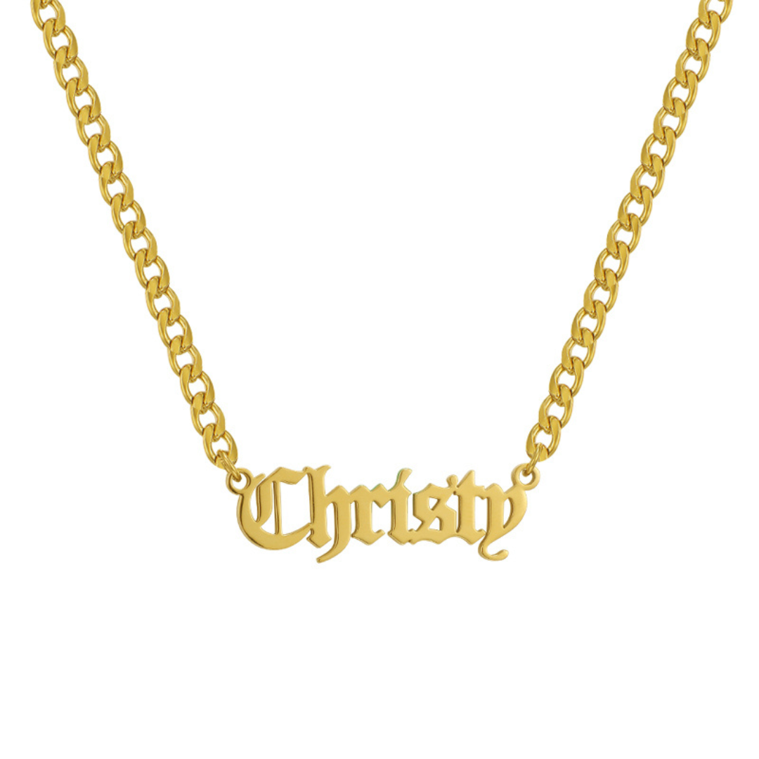 Custom/Personalized Nameplate Curb Necklace - EVRYJEWELS